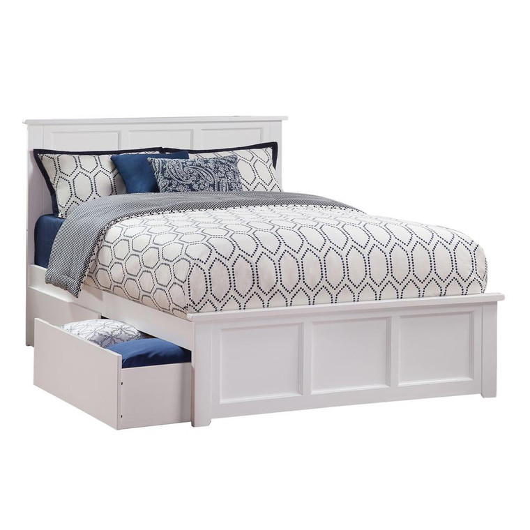 Madison White Full Platform Bed with Matching Foot Board with 2-Urban Bed Drawers