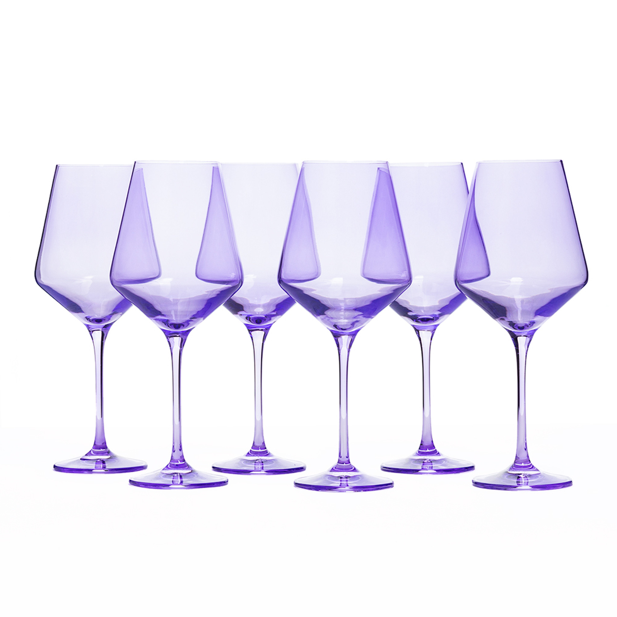 Hand Painted Lavender Stemmed Wine Glasses Set of 2 Purple