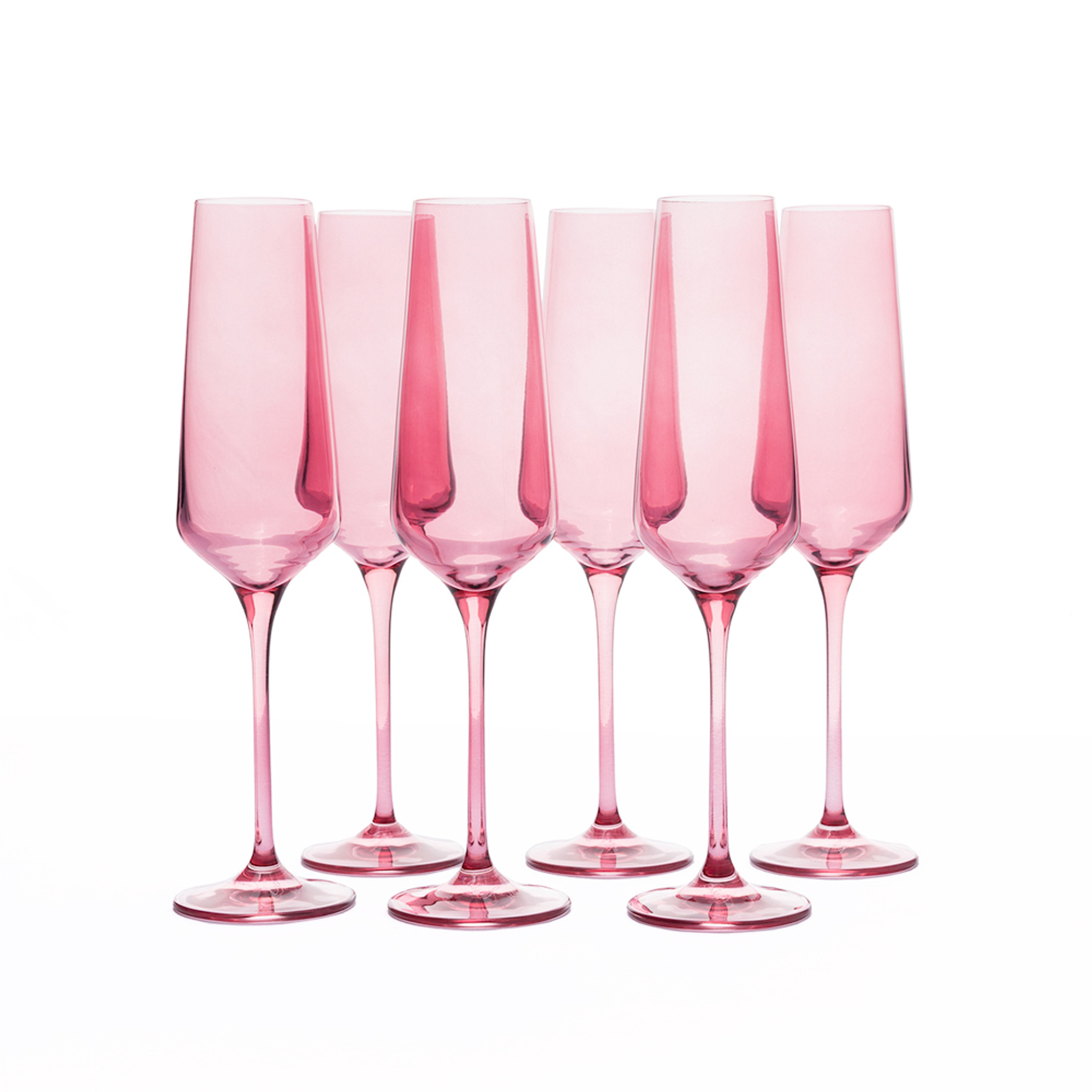 Estelle Colored Glass Champagne Flute 6-Piece Set Rose