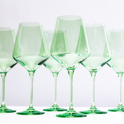 Stemmed Wine Glasses  in Mint (set of 6) 