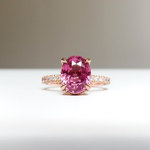 Adele - 2.11 Cts Oval Pink Sapphire Engagement Ring - Nolan and Vada