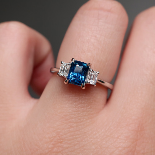 Zara - 1.08 Radiant Teal Sapphire Engagement Ring - [S824-ZARAR-NVST2075]