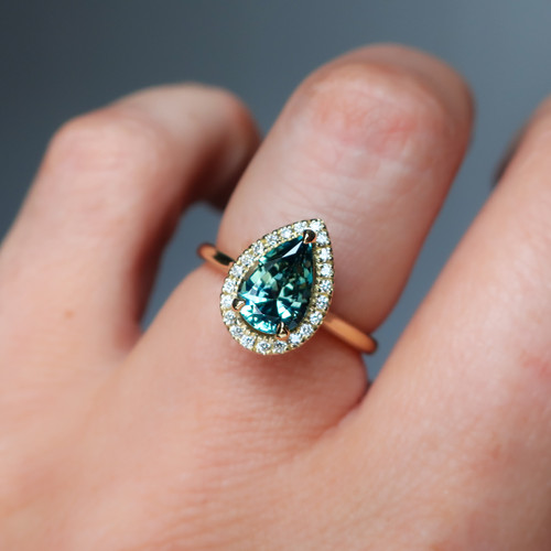 Zoe - 1.4ct Pear Teal Sapphire Engagement Ring - [S810-ZOE-NVST2388]