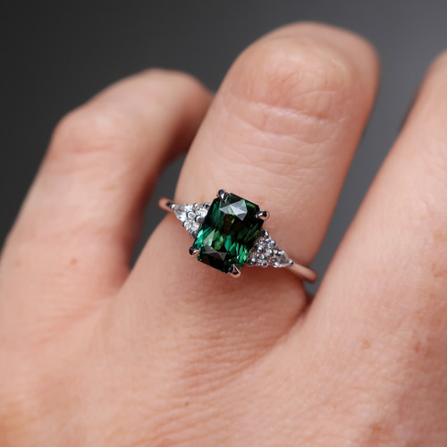 Clara - 1.75ct Radiant Teal Sapphire Engagement Ring - [S817-CLARAR-NVST2330]