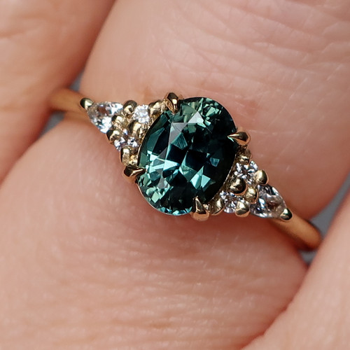 Clara - 1.18ct Oval Teal Sapphire Engagement Ring - [S817-CLARAR-NVST3256]