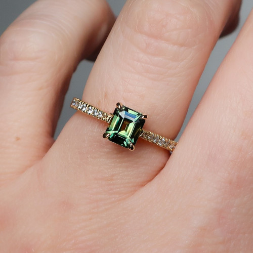Serenity - 1.15ct Emerald Cut Teal Sapphire Engagement Ring - [S807-SERENITY-NVST2179]