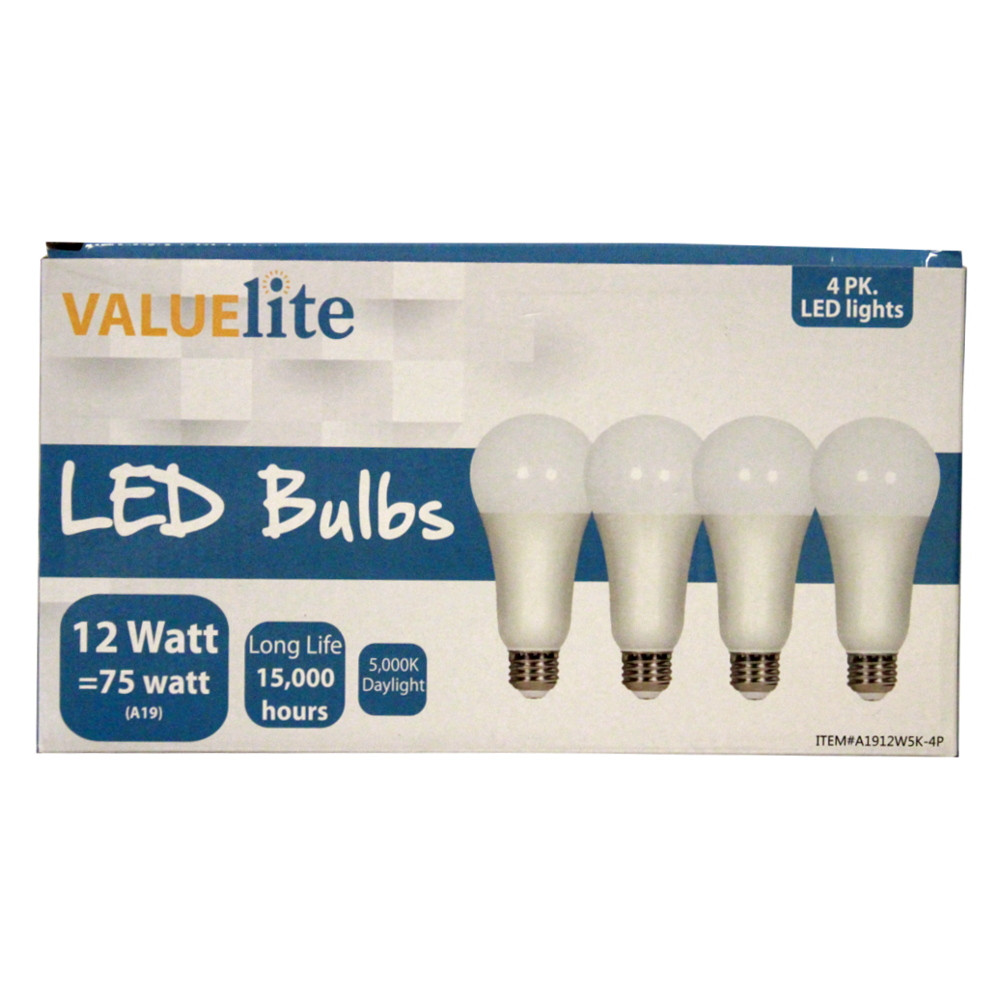 12 Watt (75W) LED Daylight Bulb (Pack of 4) - (Available For Local Pick ...
