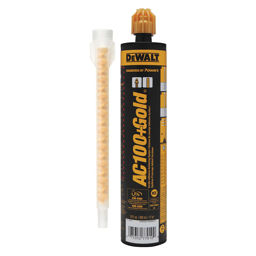 9.5 oz. DeWalt AC100+ Gold QuikShot Acrylic Epoxy Adhesive Anchoring