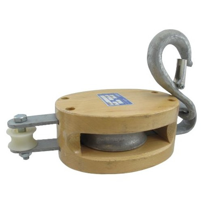 6" Single Pulley Wooden Shell Rope Block