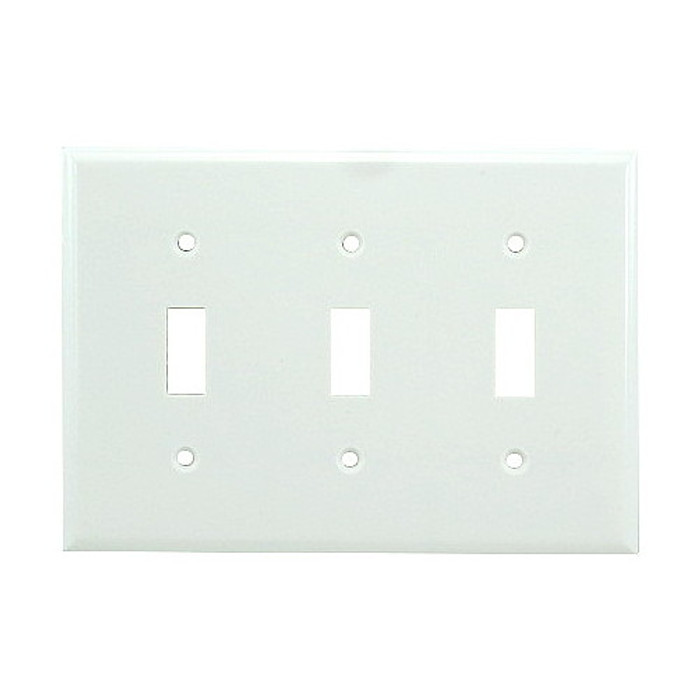 White 3 Gang Toggle Plate