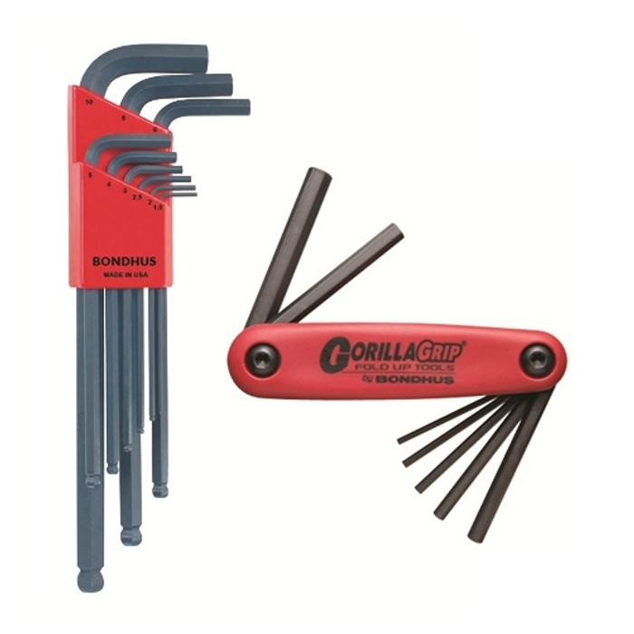 Ball End Metric Hex Key Set 1mm to 10mm (9 Pieces) + Metric Gorilla Grip Set 2mm to 8mm (7 Keys)