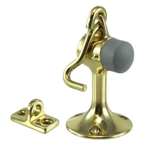 Polished Brass Floor Door Stop w/ Hook