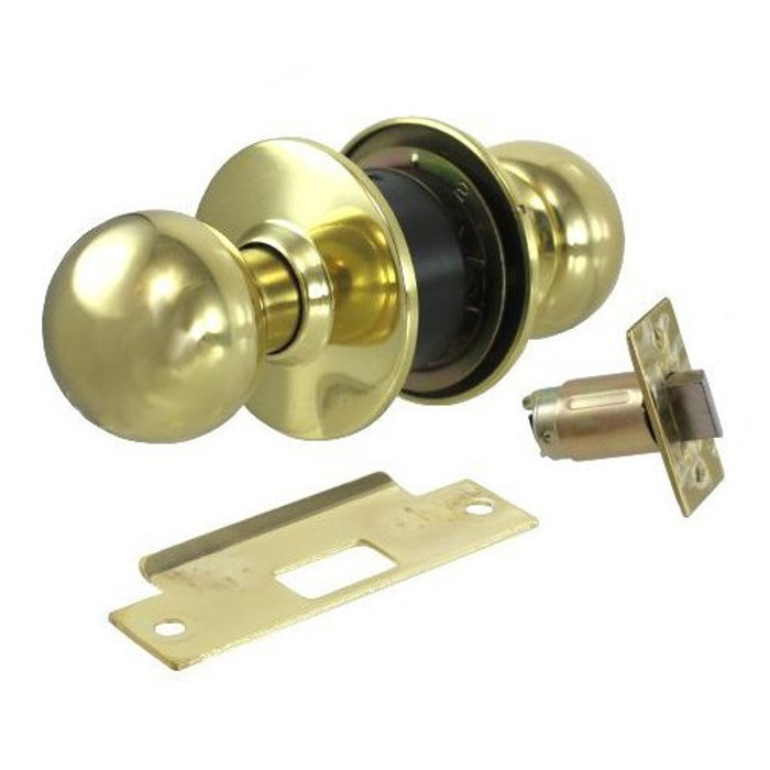 S. Parker Polished Brass Ball Knob Passage Lockset (2-3/4" Backset)