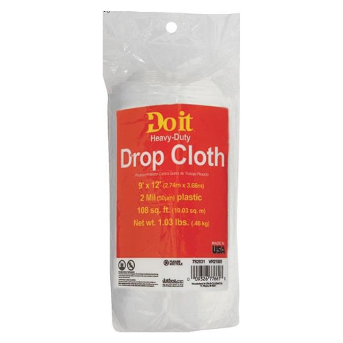 9' X 12' 2-Mil Medium Duty Plastic Drop Cloth