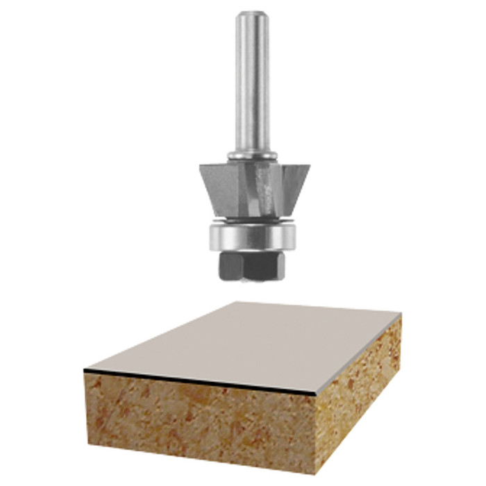 7/8" X 3/8" 22 deg. Carbide Tipped Triple Flute Bevel Trim Assembly (1/4" Shank)