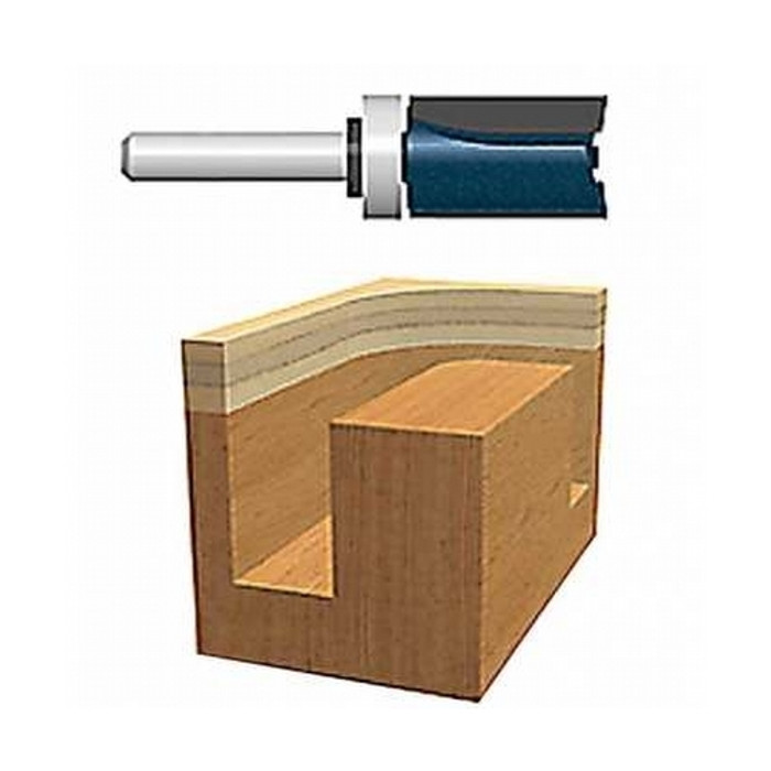 1-1/8" X 1-1/2" Carbide Tipped Double Flute Top Bearing Straight Trim Bit (1/2" Shank)