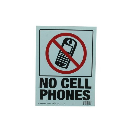 12" X 8-1/2" "No Cell Phone" Plastic Sign