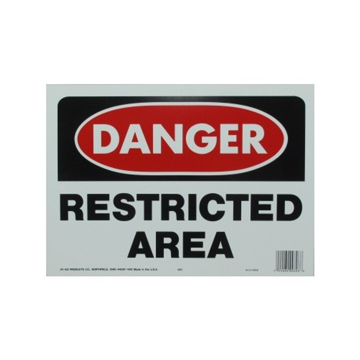 10" X 14" "Danger: Restricted Area" Polyethylene Sign