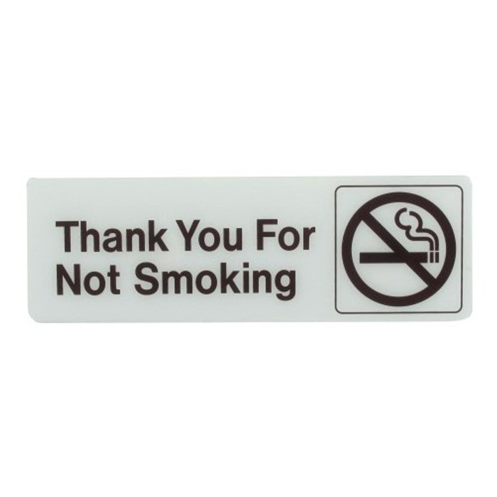 3" X 9" Deco "Thank You For Not Smoking" Plastic Sign