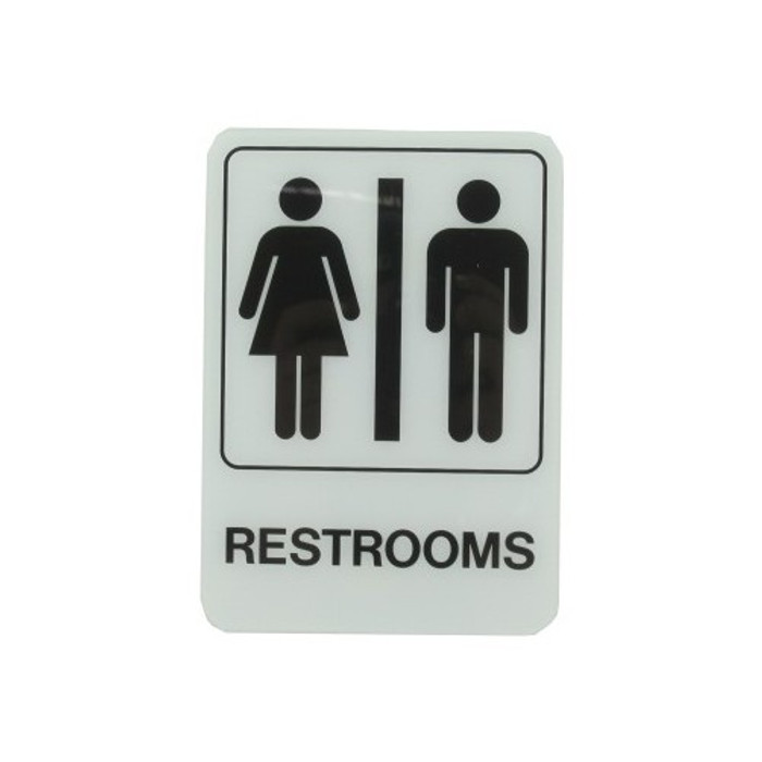 7" X 5" Deco "Restroom" Plastic Sign