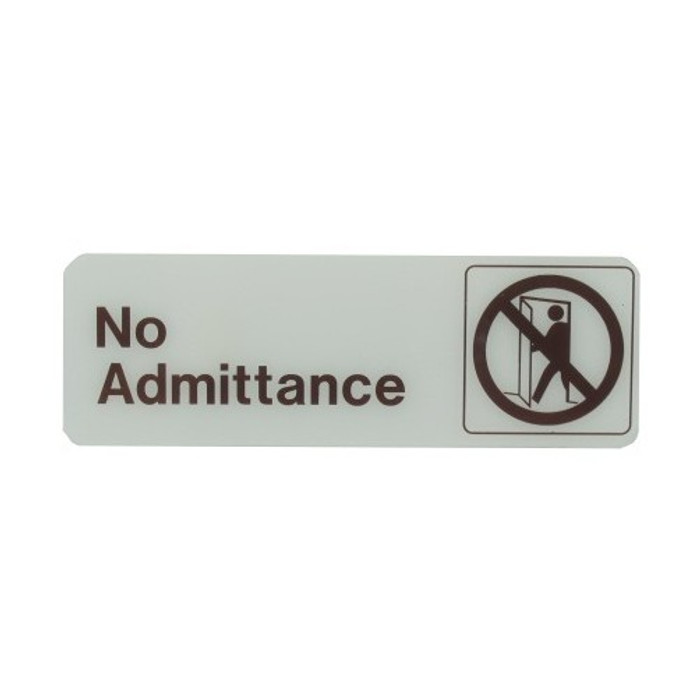 3" X 9"  Deco "No Admittance" Plastic Sign