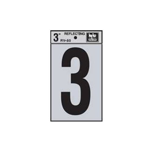 3" Reflective Number "3"