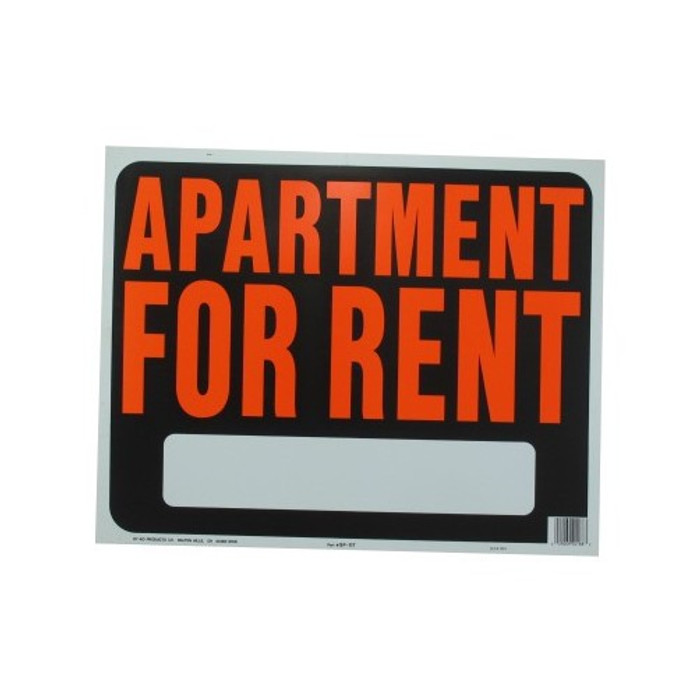 14-1/2" X 18-1/2" "Apartment For Rent" Plastic Sign