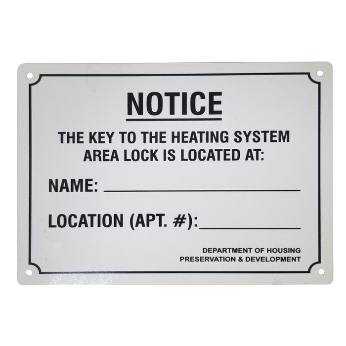 6" X 9" "Key to Heating" Metal Sign