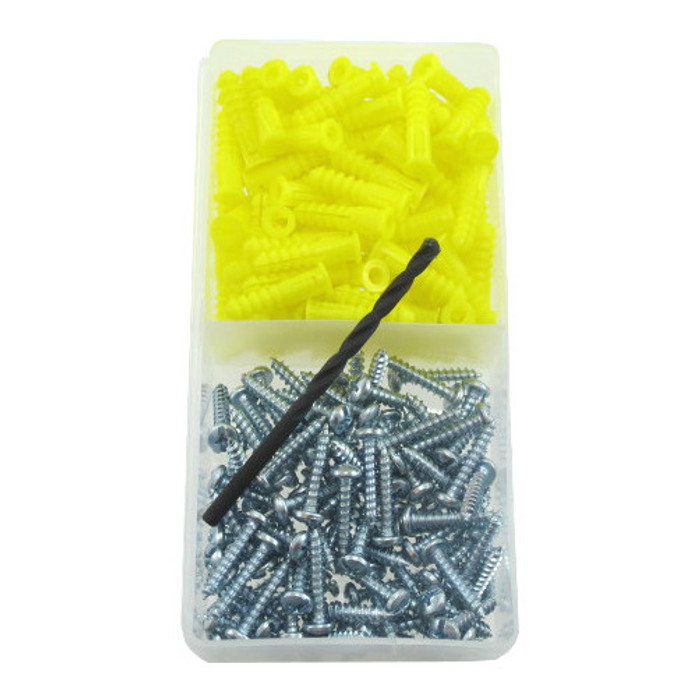 1/4" Plastic Anchor Kit - Includes Drill Bit, Ribbed Plastic Anchors & 1-1/2" Screws