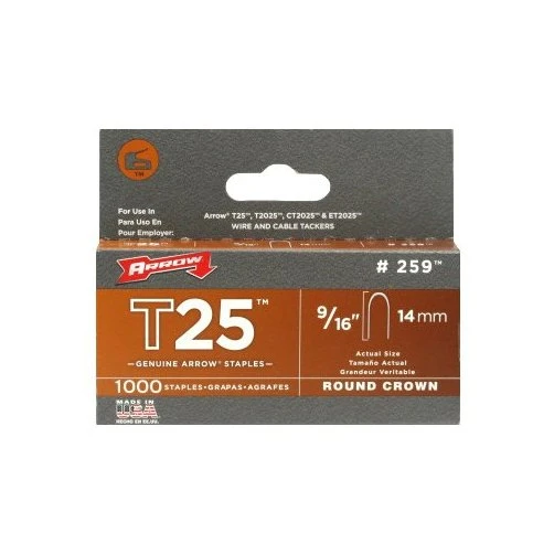 9/16" Staples For Arrow Model T-25 Stapler (Pack of 1,000)