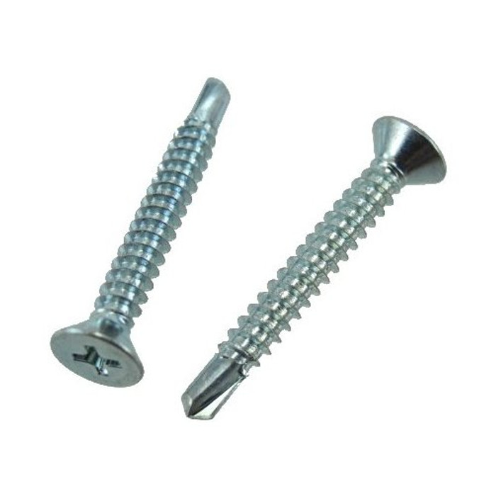 # 8 X 1-1/4" Zinc Plated Flat Head Phillips Drill & Tap Screws (Box of 100)