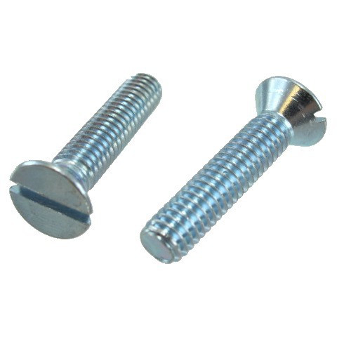 3/8"-16 X 6" Zinc Plated Flat Head Slotted Machine Screws (Box of 100)