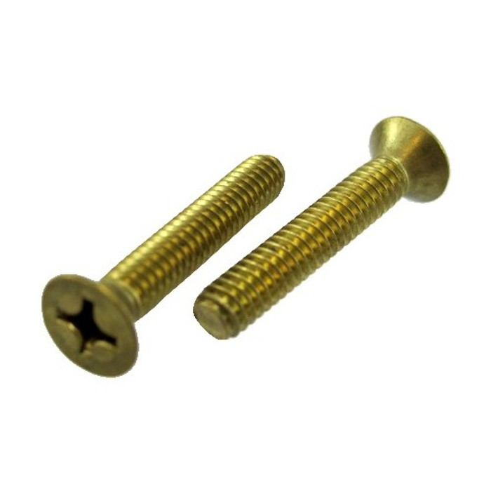 10/24 X 1" Brass Flat Head Phillips Machine Screws (Box of 100)