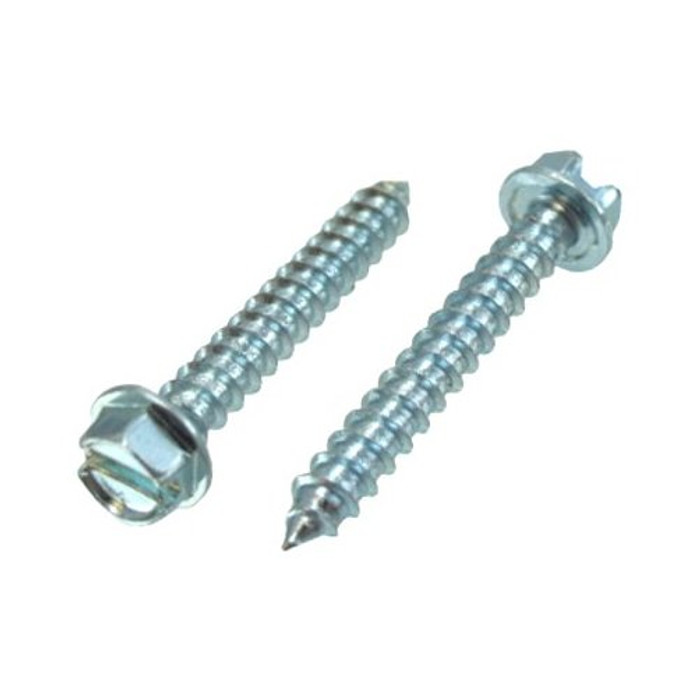 # 10 X 2" Zinc Plated Hex Head Slotted Sheet Metal Screws (Pack of 12)