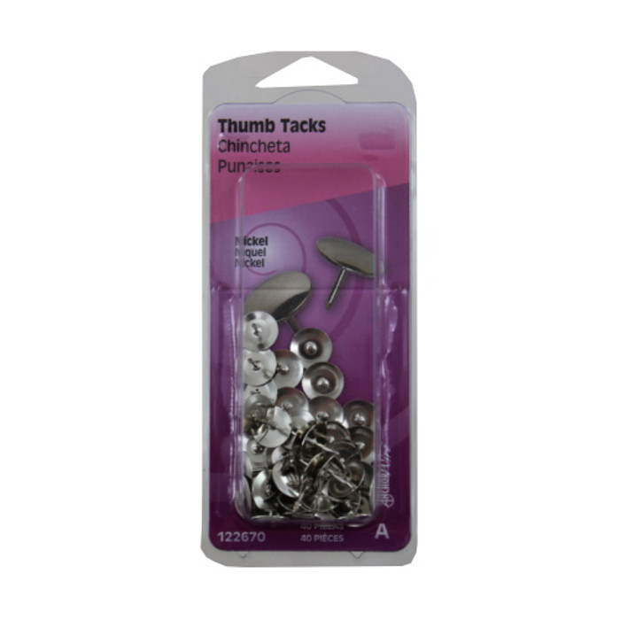 Nickel Plated Thumb Tacks (Pack of 40)