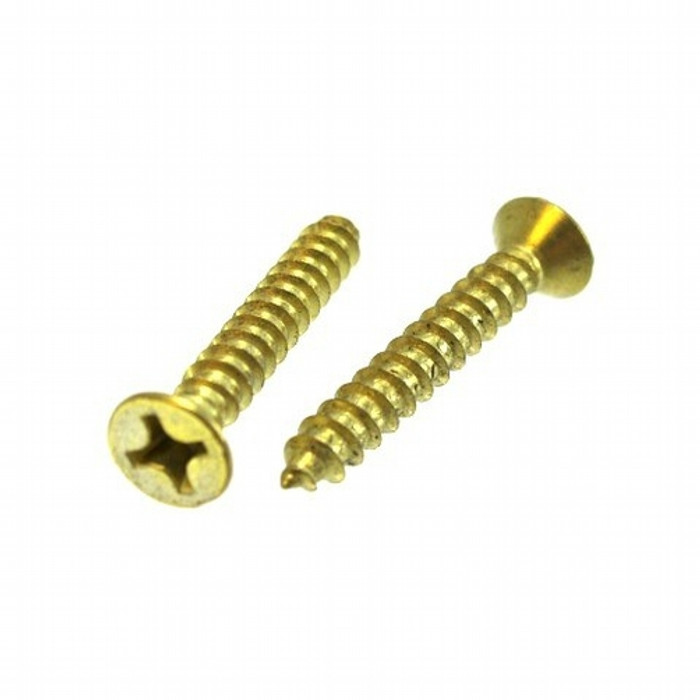 # 8 X 1-1/2" Brass Plated Flat Head Phillips Sheet Metal Screws (Pack of 12)