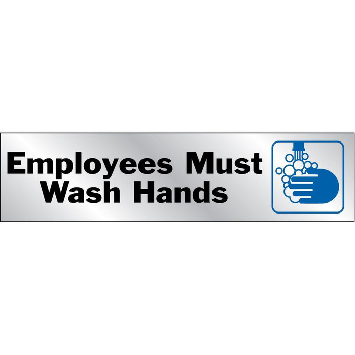 2" X 8" "Employees Must Wash Hands" Mylar Sticker Sign
