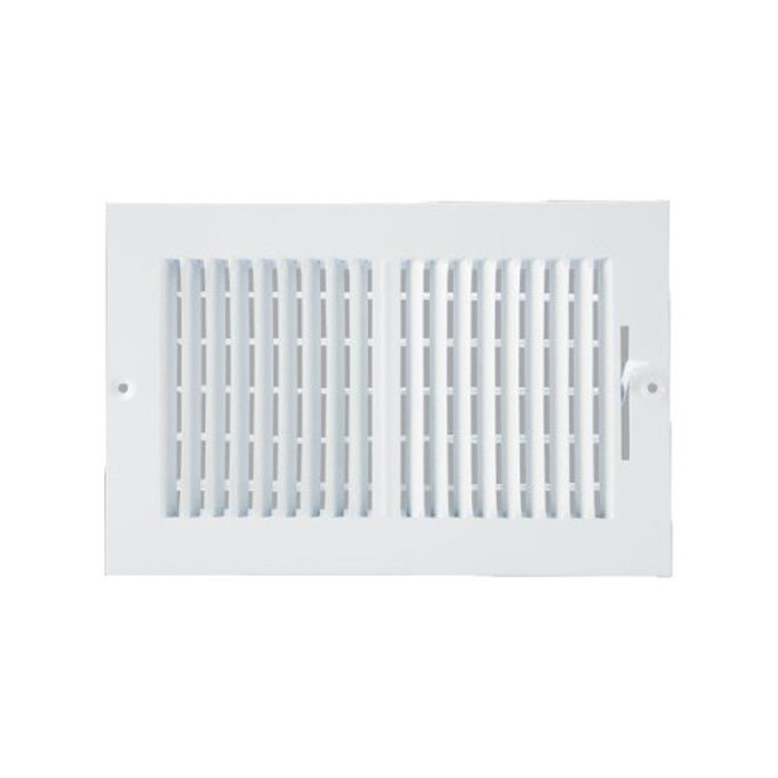 6" X 10" White Metal Adjustable Wall Register