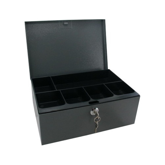 Black Steel Cash Box With Keyed Lock