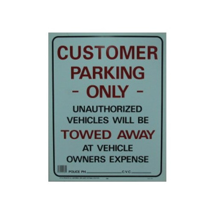 19" X 15" "Customer Parking Only" Plastic Sign