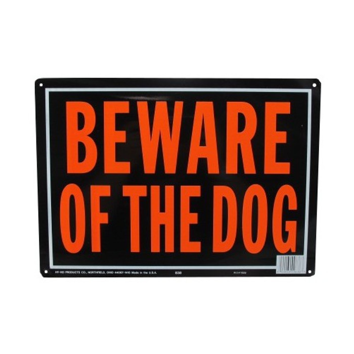 9-1/4" X 14" "Beware of Dog" Metal Sign