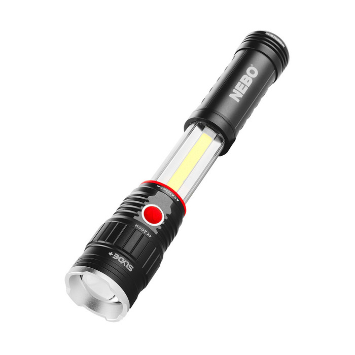 NEBO 400 Lumens Slyde+ Magnetic Flashlight With Red Hazard Flasher Strobe, Black