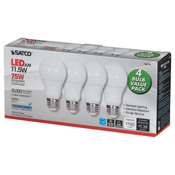 11.5 Watt (75W) LED Light Bulb (Pack of 4)