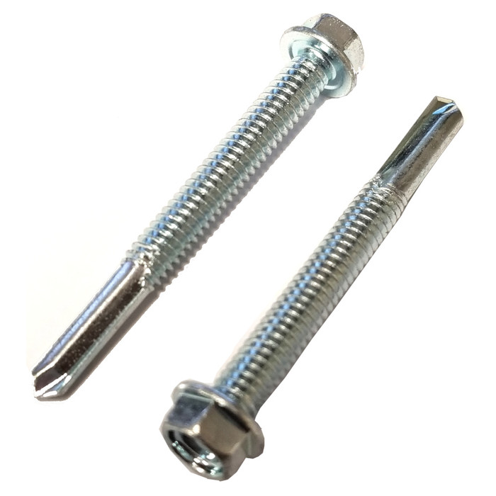 12/24 x 1-1/2" Zinc Plated Tek-5 Hex Head Drill & Tap Screws (Box of 100)