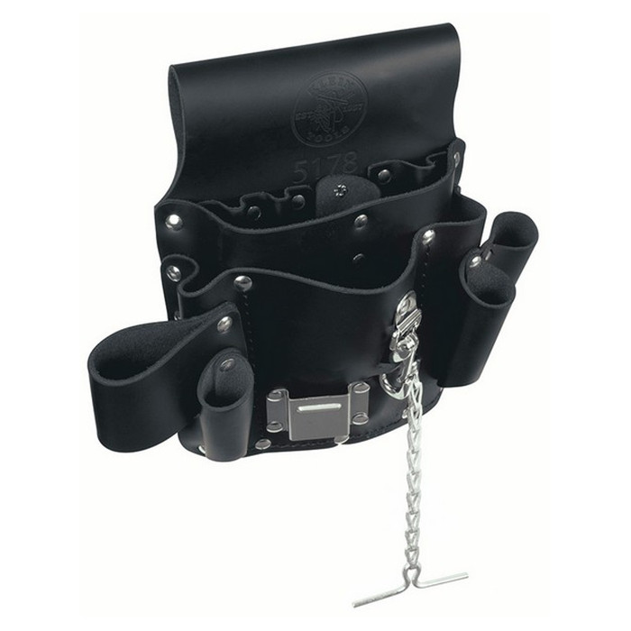 Klein 8-Pocket Black Leather Tool Pouch