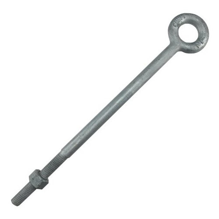 1/2"-13 X 10" Hot Dipped Galvanized Forged Eye Bolt with Hex Nut