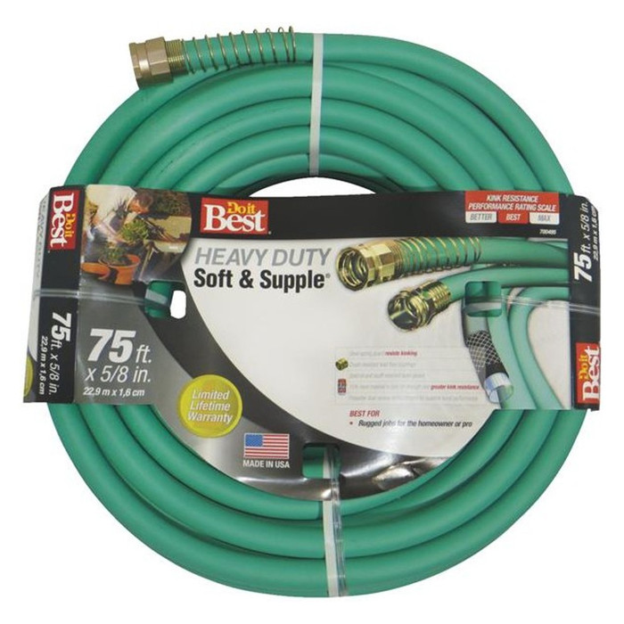 5/8" X 75' Heavy-Duty Soft & Supple Reinforced Vinyl Garden Hose