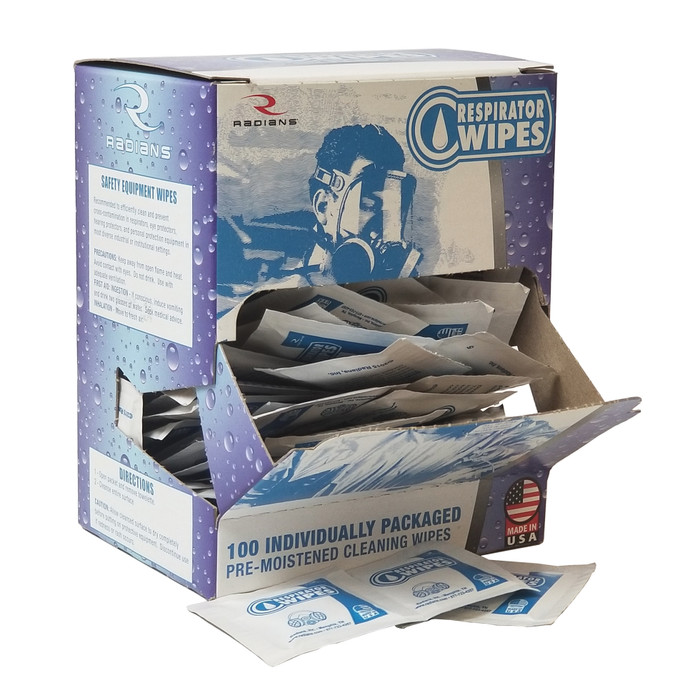 Box of 100 Individually Packed Pre-Moistened Respirator Wipes