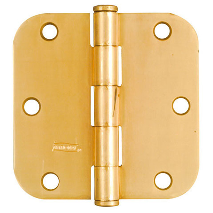 3-1/2" X 5/8" Radius Round Corner Satin Brass Full Mortise Hinge (1 Piece)