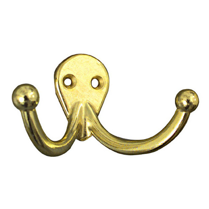 Brass Double Clothes Hook (Pack of 2)